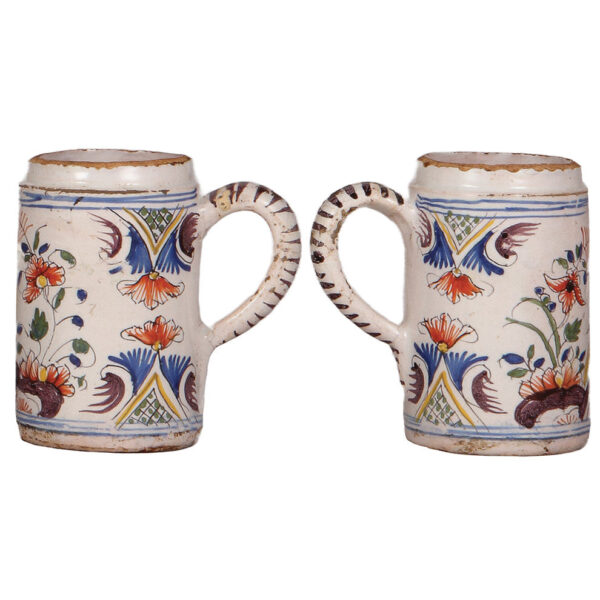 Two faience & a porcelain stein, 5.5" to 7.2" ht. - Image 7