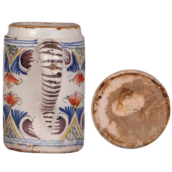 Two faience & a porcelain stein, 5.5" to 7.2" ht. - Image 8
