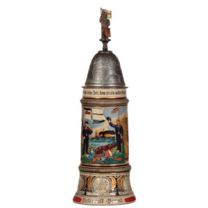Regimental stein, 1.0L, 14.5" ht., S.M.S. Rheinland, 1909 - 1912