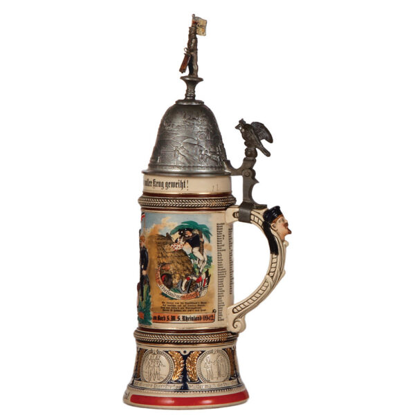 Regimental stein, 1.0L, 14.5" ht., S.M.S. Rheinland, 1909 - 1912 - Image 2