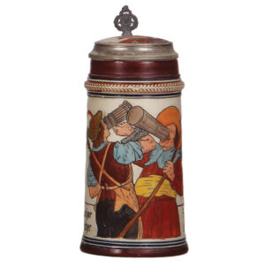 Stoneware stein, .5L, etched, by Girmscheid