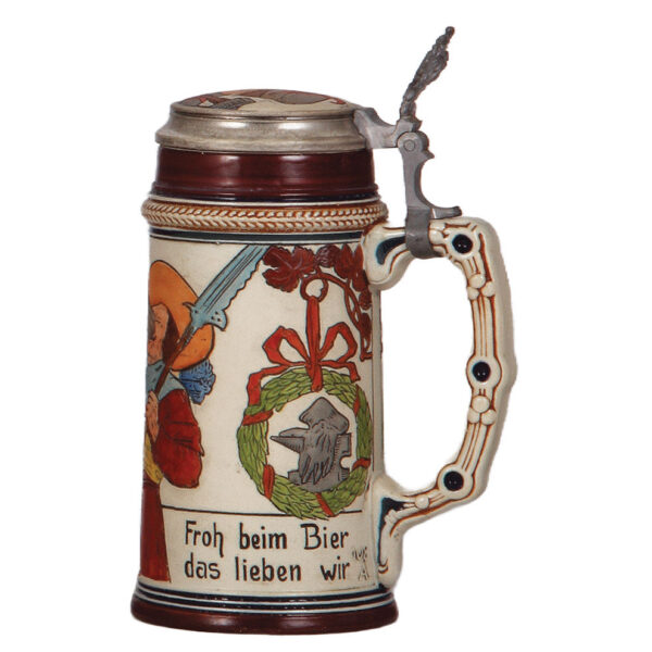 Stoneware stein, .5L, etched, by Girmscheid - Image 2