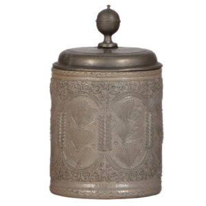 Stoneware stein, 6.2'' ht., late 1700s, Westerwälder Walzenkrug