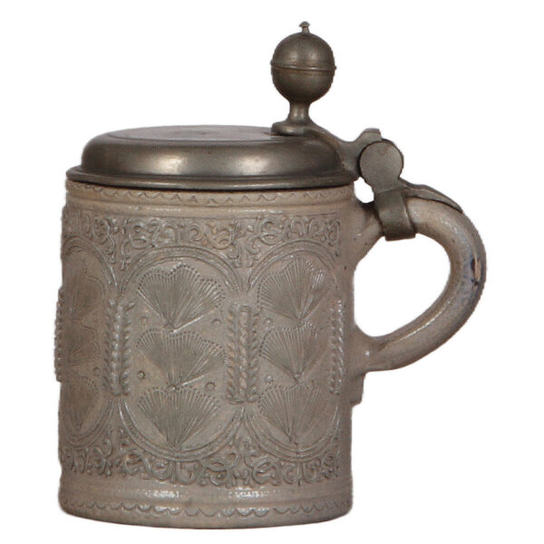 Stoneware stein, 6.2'' ht., late 1700s, Westerwälder Walzenkrug - Image 2