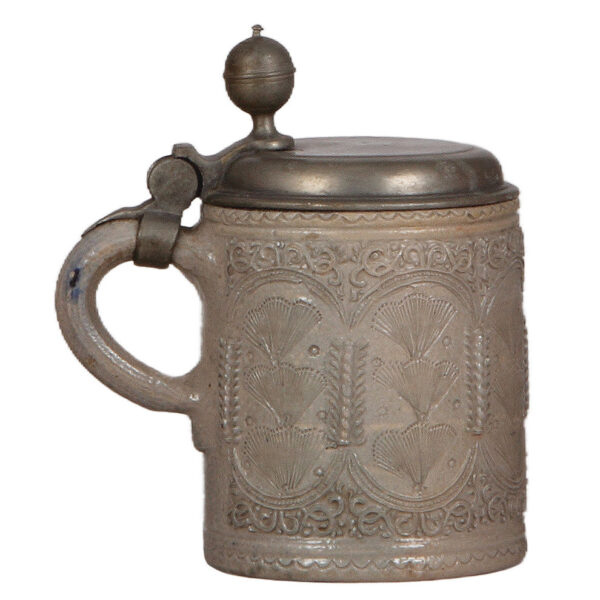 Stoneware stein, 6.2'' ht., late 1700s, Westerwälder Walzenkrug - Image 3