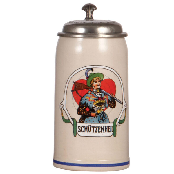 Stoneware steins (three), Schützenheil, William Tell, s'Leibliedl - Image 2