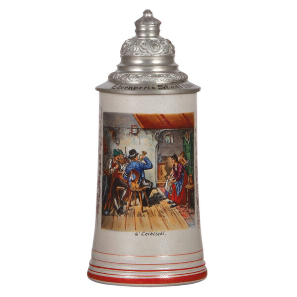 Stoneware steins (three), Schützenheil, William Tell, s'Leibliedl - Image 8