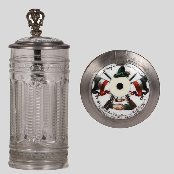 Glass steins (two), .5L, 4. Deutsche Bundesschiessen Hannover 1872;  Jubiläums Schiessen zu Frankfurt a.M. 1887 - Image 4