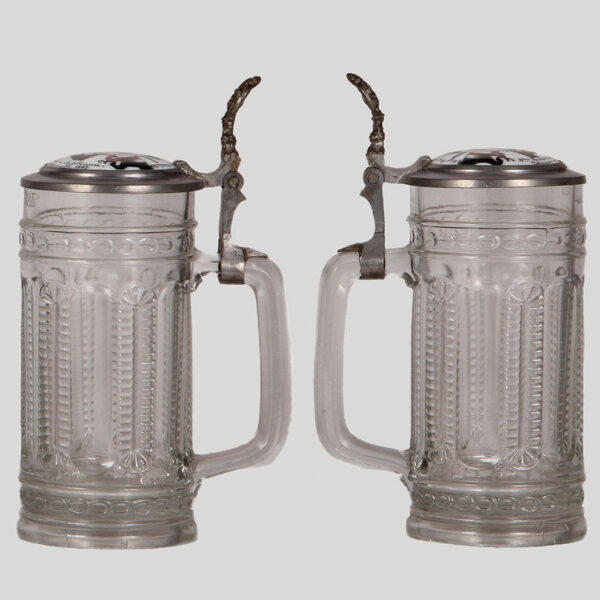 Glass steins (two), .5L, 4. Deutsche Bundesschiessen Hannover 1872;  Jubiläums Schiessen zu Frankfurt a.M. 1887 - Image 5