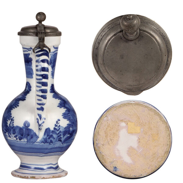 Faience steins (three), 10.6" ht., mid 1700s to late 1700s - Image 4