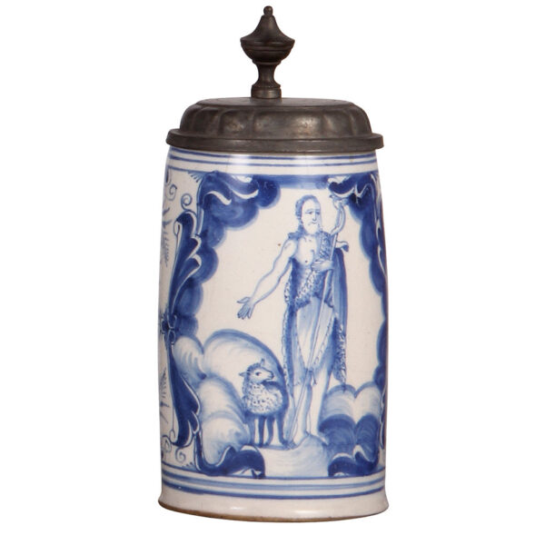 Faience steins (three), 10.6" ht., mid 1700s to late 1700s - Image 5