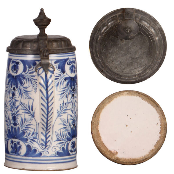 Faience steins (three), 10.6" ht., mid 1700s to late 1700s - Image 7
