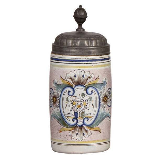 Faience steins (three), 10.6" ht., mid 1700s to late 1700s - Image 8