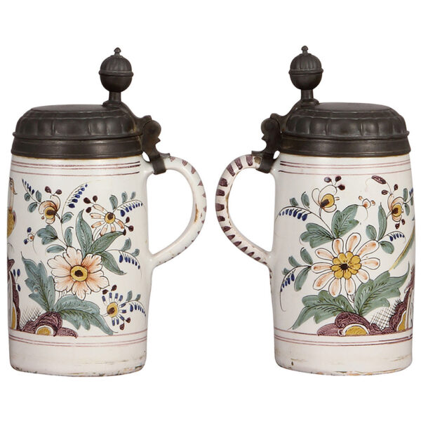 Faience steins (three), 8.8" ht., late 1700s, - Image 3