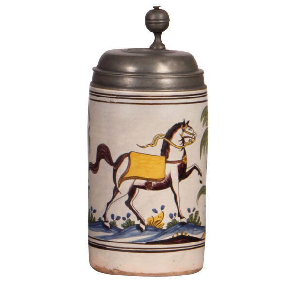 Faience steins (three), 8.8" ht., late 1700s, - Image 5