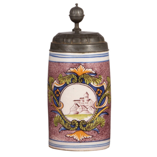Faience steins (three), 8.8" ht., late 1700s, - Image 8