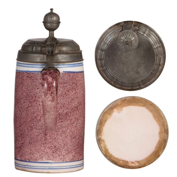 Faience steins (three), 8.8" ht., late 1700s, - Image 10