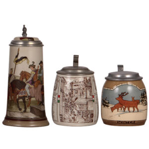 Stoneware & pottery steins (three)