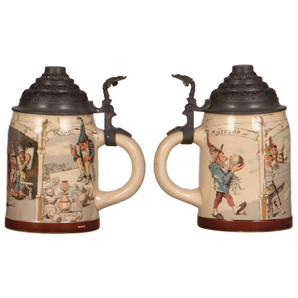 Mettlach steins (three), .5L, 1145(1526), , .3L, 727(1909), .25L, 1909, PUG, - Image 3