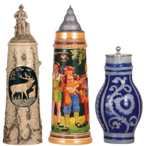 Pottery & stoneware steins (three)