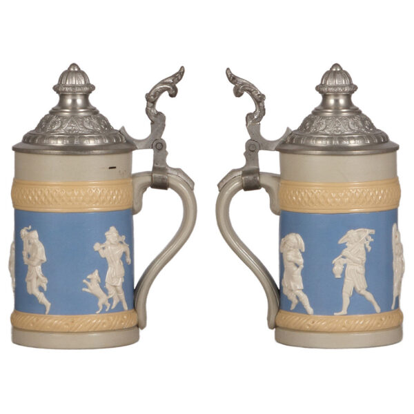 Mettlach steins (three), .5L, 1028,  .5L, 171, .25L, 611(1526) - Image 3
