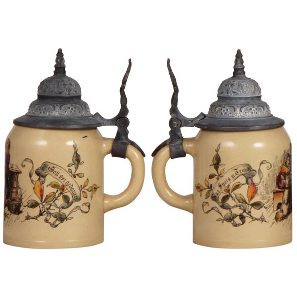 Mettlach steins (three), .5L, 1028,  .5L, 171, .25L, 611(1526) - Image 4