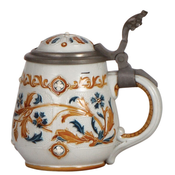 Mettlach items (three), vase, 4.1" ht., 1629, vase, 4.2" ht., 1636, stein, .25L, 1802 - Image 4