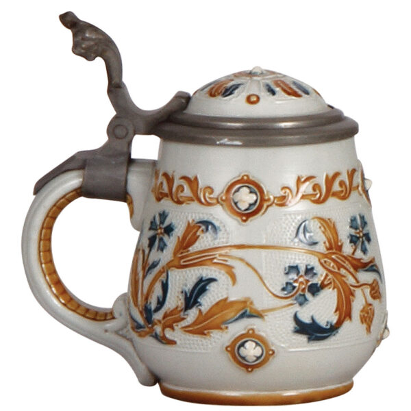 Mettlach items (three), vase, 4.1" ht., 1629, vase, 4.2" ht., 1636, stein, .25L, 1802 - Image 5
