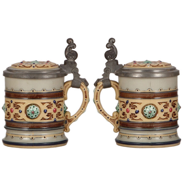 Mettlach items (three), stein, .25L, 1802, stein, .3L, 1084, advertising tray, Die Gute Mettlacher Platte, - Image 3
