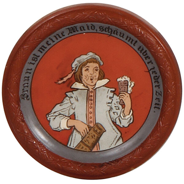 Mettlach items (four), covered bowl, 3451,  jar, 4.1" ht., 3465,  two coasters, 2818 & 2820 - Image 4