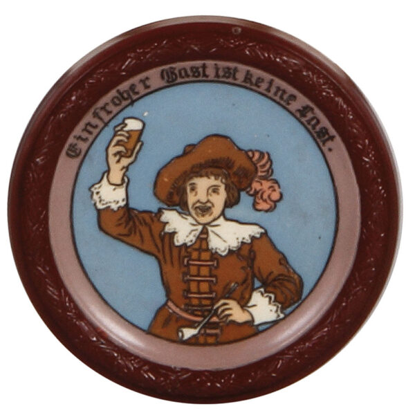 Mettlach items (four), covered bowl, 3451,  jar, 4.1" ht., 3465,  two coasters, 2818 & 2820 - Image 5