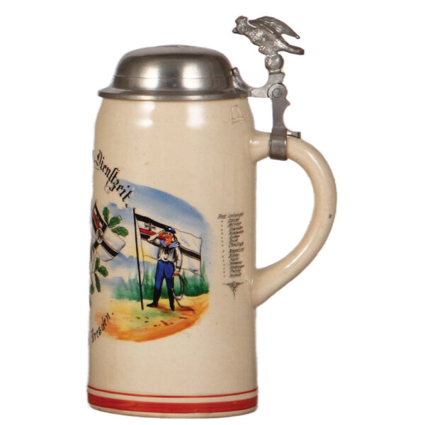 Regimental stein, 1.0L,  S.M.S. Hamburg & S.M.S. Dresden, 1907 - 1910 - Image 2
