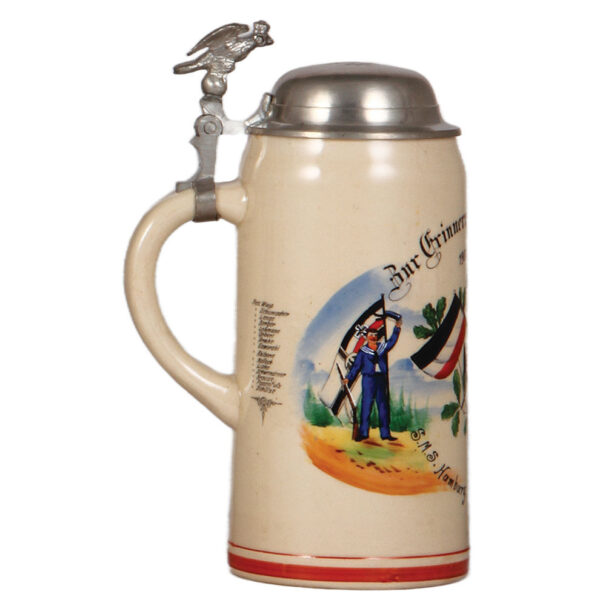 Regimental stein, 1.0L,  S.M.S. Hamburg & S.M.S. Dresden, 1907 - 1910 - Image 3