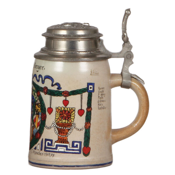 Regimental stein, .5L, Bezirkskommando I. München, 1907 - 1909 - Image 2