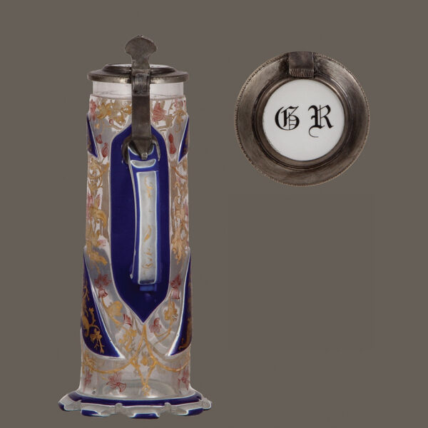 Glass steins (pair), blown, overlay - Image 3