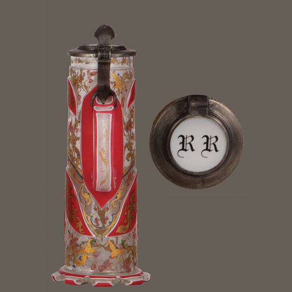 Glass steins (pair), blown, overlay - Image 5