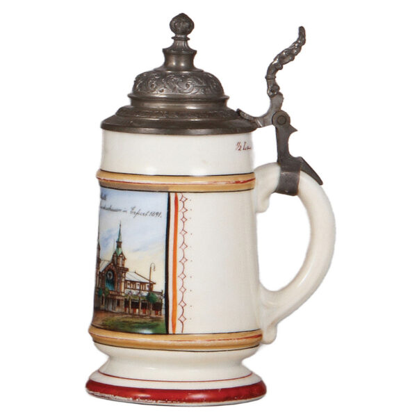 Porcelain stein, .5L,  8. Mitter. Deutsches Bundesschießen, Erfurt, 1891 - Image 2