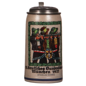 Stoneware stein, 1.0L, 18. Deutsches Bundesschiessen, München, 1927