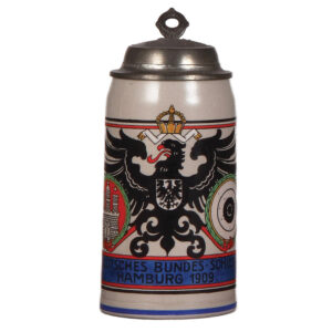 Stoneware stein, 1.0L, XVI. Deutsches Bundesschiessen, Hamburg, 1909