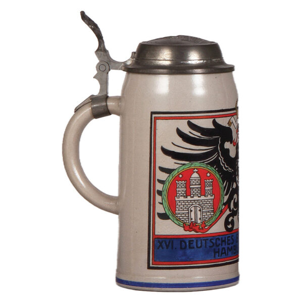 Stoneware stein, 1.0L, XVI. Deutsches Bundesschiessen, Hamburg, 1909 - Image 3