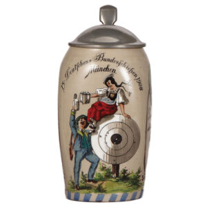 Stoneware stein, 1.0L, 15. Deutsches Bundesschiessen, München, 1906