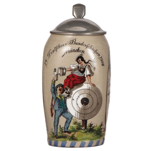 Stoneware stein, 1.0L, 15. Deutsches Bundesschiessen, München, 1906