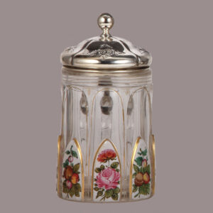 Glass stein, .5L,  five enameled floral panels