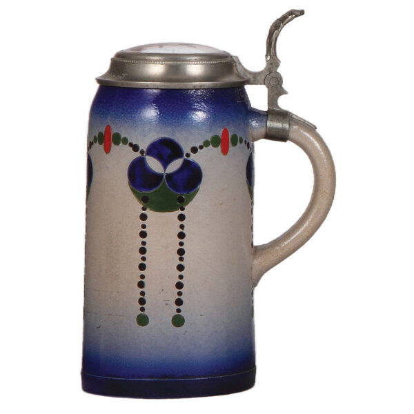 Stoneware stein, 1.0L, Sarreguemines, Art Nouveau - Image 2