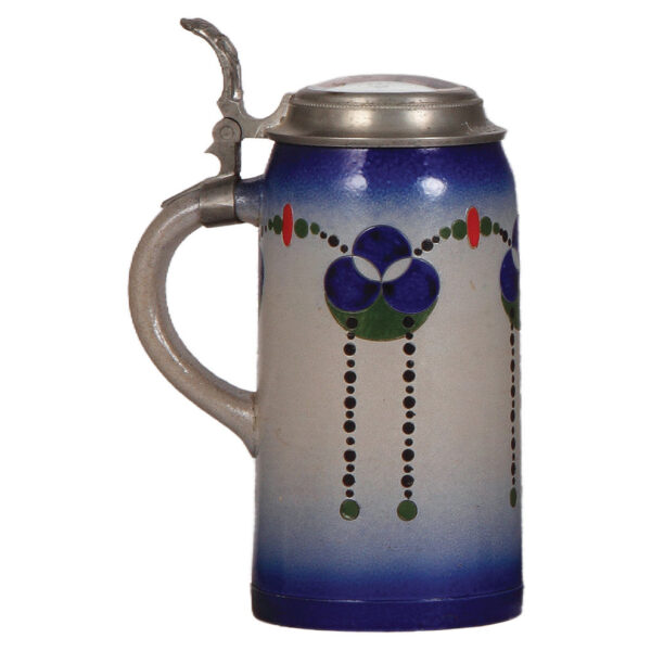 Stoneware stein, 1.0L, Sarreguemines, Art Nouveau - Image 3