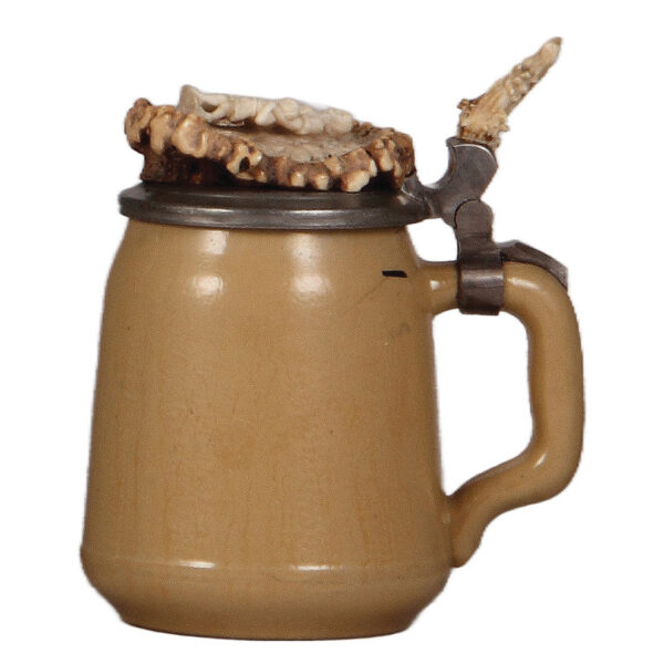Mettlach stein, .5L, pewter lid with carved horn: Wilhelm Tell - Image 2
