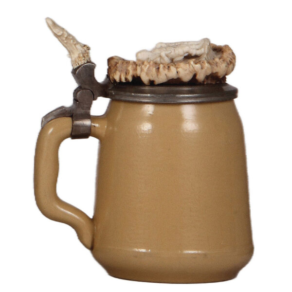 Mettlach stein, .5L, pewter lid with carved horn: Wilhelm Tell - Image 3