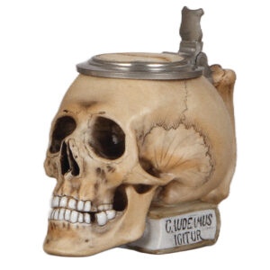 Character stein, .5L, Skull on Book, mint.