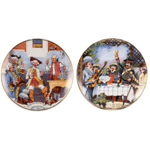 Mettlach plaques (pair), 17.3" d., 1143/1044 & 1144/1044