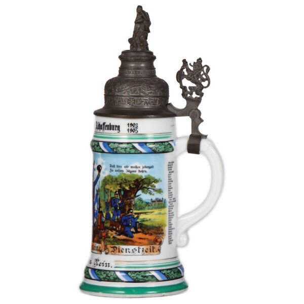 Regimental stein, .5L, Jäger Bataillon, Aschaffenburg 1903 - 1905 - Image 2